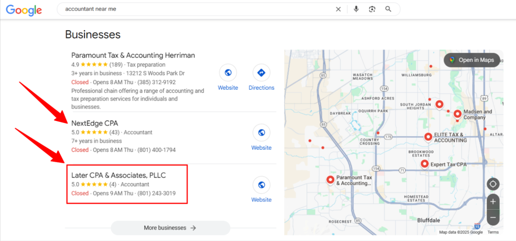 local seo map pack list