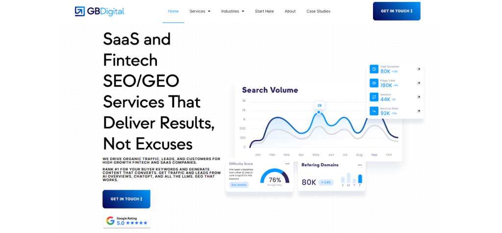 GB Digital homepage